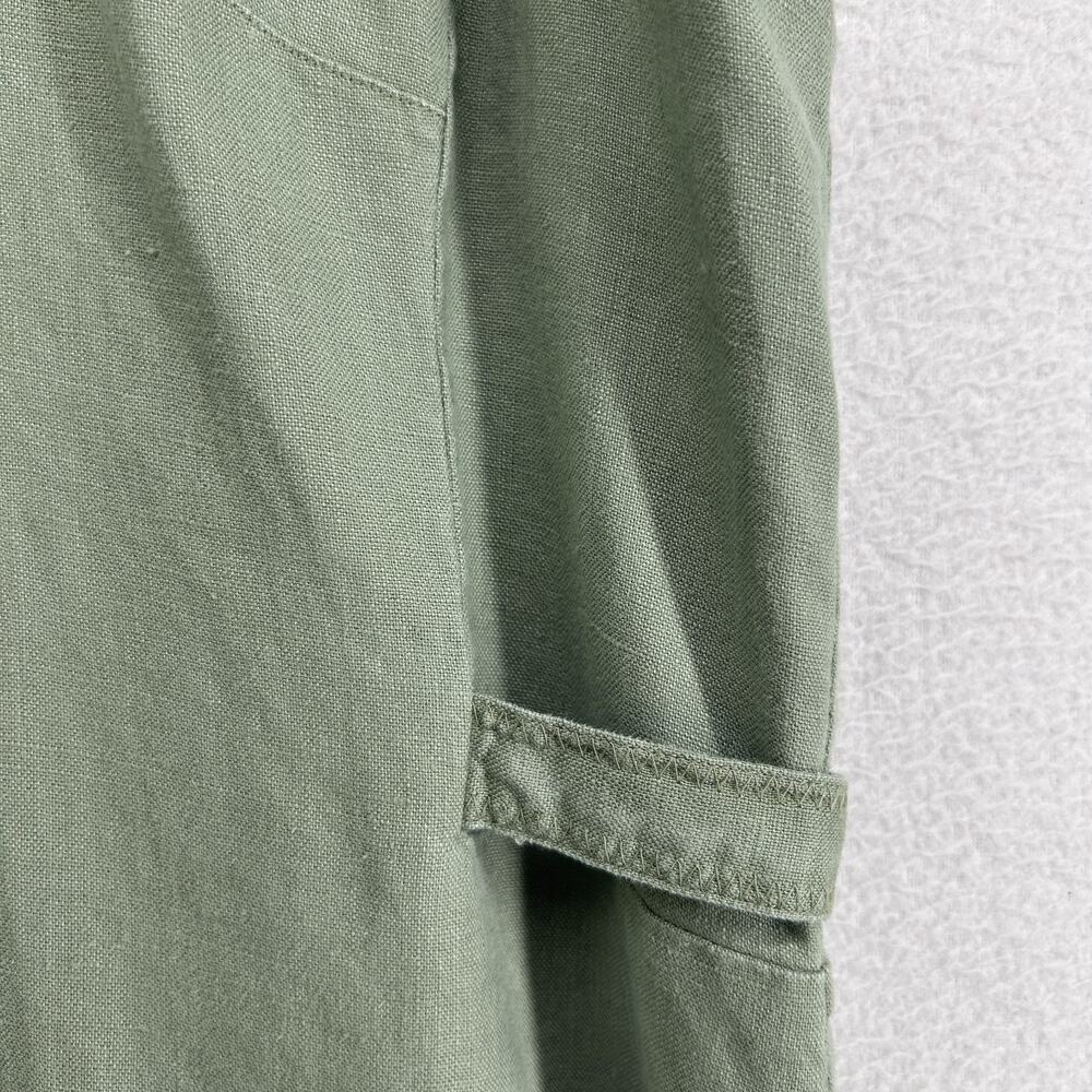 J.JILL Dress L 100% Linen Sleeveless Shirtdress Button Front Green Vintage - Picture 7 of 11